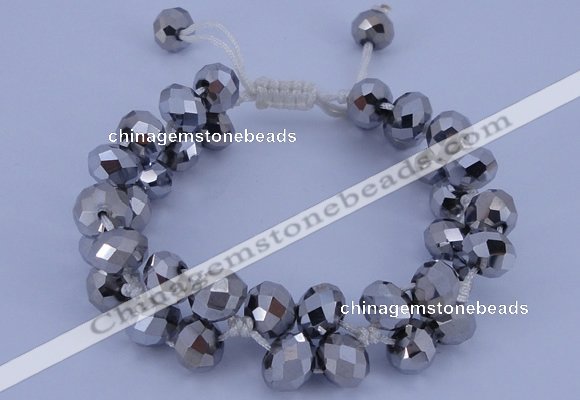 CFB585 8*10mm faceted rondelle crystal beads adjustable bracelet