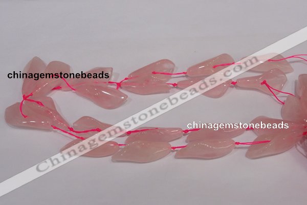 CFG05 15.5 inches 18*38mm carved trumpet flower rose quartz beads