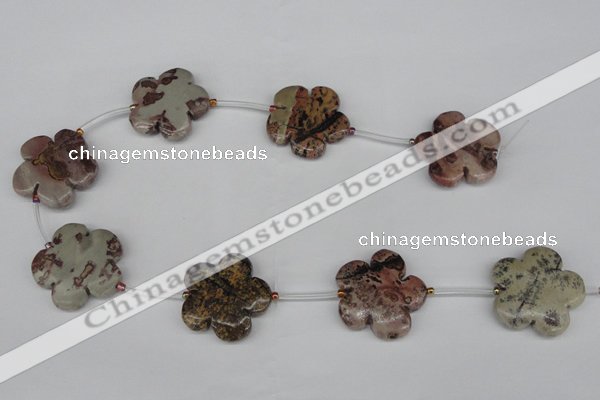 CFG1010 15.5 inches 30mm carved flower artistic jasper beads