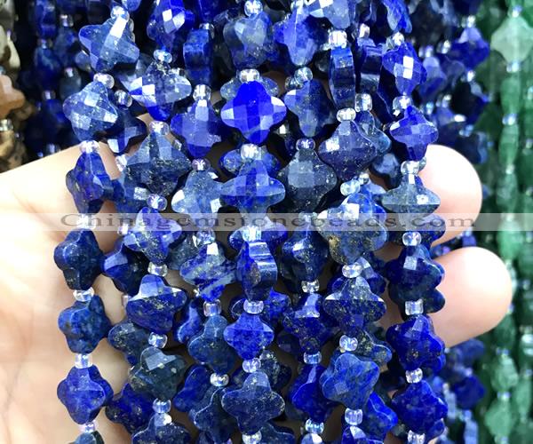 CFG1758 15 inches 10mm four leaf clover lapis lazuli gemstone beads