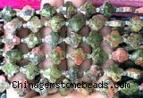 CFG1813 15 inches 12mm four leaf clover unakite gemstone beads