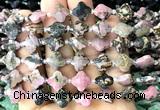 CFG1814 15 inches 12mm four leaf clover rhodonite gemstone beads