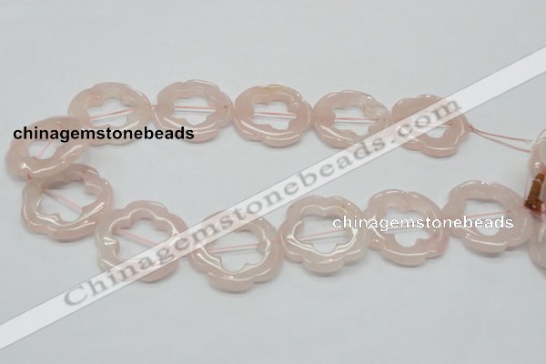 CFG42 15.5 inches 35mm carved flower rose quartz beads wholesale