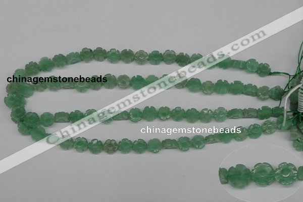 CFG70 15.5 inches 10mm carved flower green aventurine beads