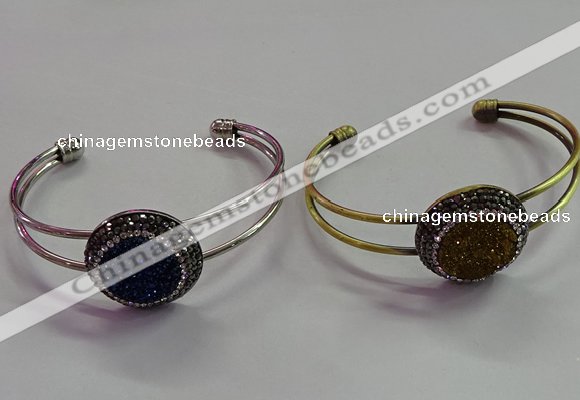 CGB1517 25mm coin plated druzy agate bangles wholesale