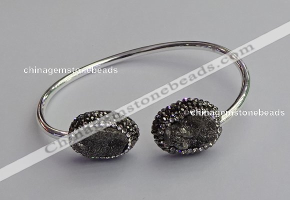 CGB2021 16*20mm freeform plated druzy agate bangles wholesale