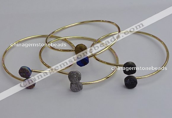 CGB2048 10mm coin plated druzy agate gemstone bangles wholesale