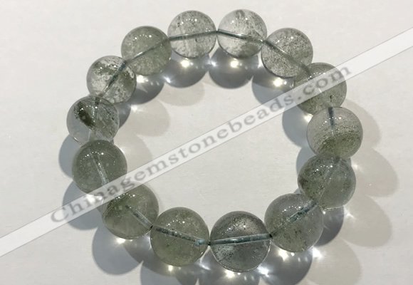 CGB4047 7.5 inches 14mm round green phantom quartz beaded bracelets