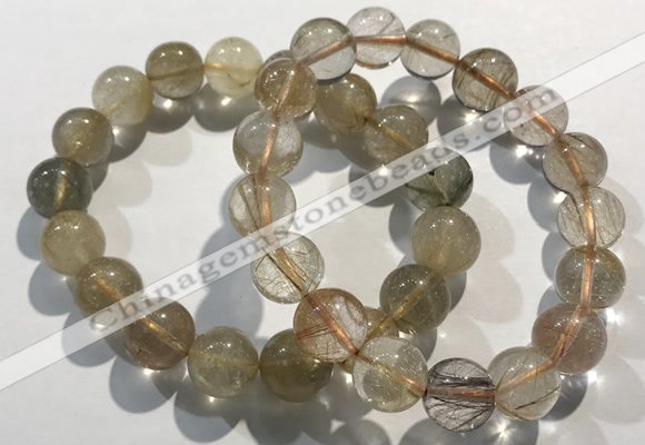 CGB4081 7.5 inches 12mm round golden rutilated quartz beaded bracelets