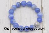 CGB5704 10mm, 12mm blue banded agate beads with zircon ball charm bracelets