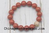 CGB5732 10mm, 12mm red jasper beads with zircon ball charm bracelets