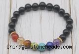 CGB6215 8mm black agate 7 chakra beaded mala stretchy bracelets