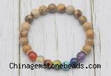 CGB6233 8mm picture jasper 7 chakra beaded mala stretchy bracelets