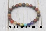 CGB6243 8mm picasso jasper 7 chakra beaded mala stretchy bracelets