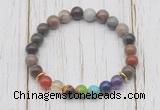 CGB6244 8mm wooden jasper 7 chakra beaded mala stretchy bracelets