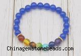 CGB6260 8mm candy jade 7 chakra beaded mala stretchy bracelets