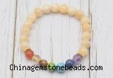 CGB6269 8mm honey jade 7 chakra beaded mala stretchy bracelets