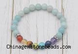 CGB6271 8mm amazonite 7 chakra beaded mala stretchy bracelets