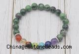 CGB6283 8mm ruby zoisite 7 chakra beaded mala stretchy bracelets