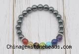 CGB6292 8mm hematite 7 chakra beaded mala stretchy bracelets