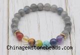 CGB6324 8mm labradorite 7 chakra beaded mala stretchy bracelets