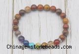 CGB6358 8mm red moss agate 7 chakra beaded mala stretchy bracelets