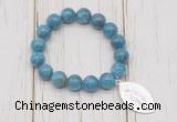 CGB6818 10mm, 12mm apatite beaded bracelet with alloy pendant