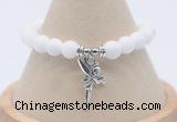 CGB7870 8mm white candy jade bead with luckly charm bracelets