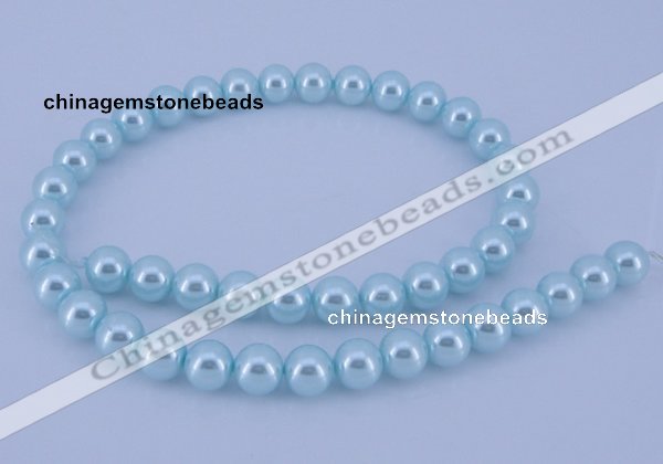 CGL345 5PCS 16 inches 10mm round dyed glass pearl beads wholesale