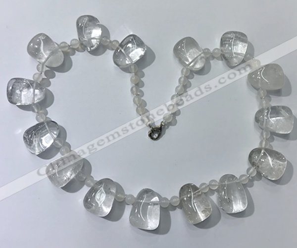 CGN440 21.5 inches freeform white crystal gemstone beaded necklaces