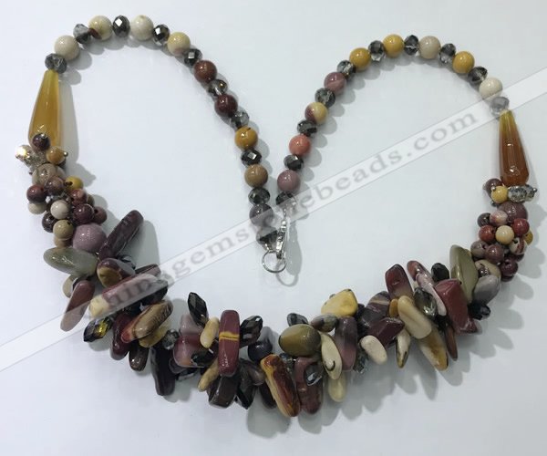 CGN463 22 inches chinese crystal & mookaite beaded necklaces