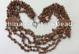 CGN766 20 inches stylish 6 rows goldstone chips necklaces