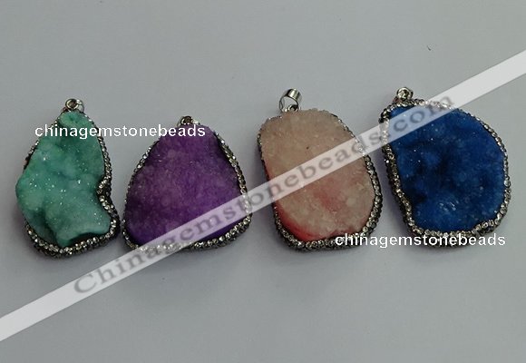 CGP598 25*40mm - 30*45mm freeform druzy agate gemstone pendants