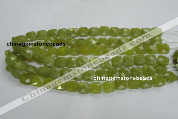 CKA116 15.5 inches 14*14mm faceted square Korean jade beads