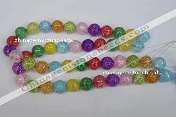 CKQ16 15.5 inches 14mm round dyed crackle quartz beads wholesale