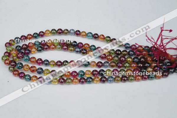 CKQ82 15.5 inches 8mm round AB-color dyed crackle quartz beads