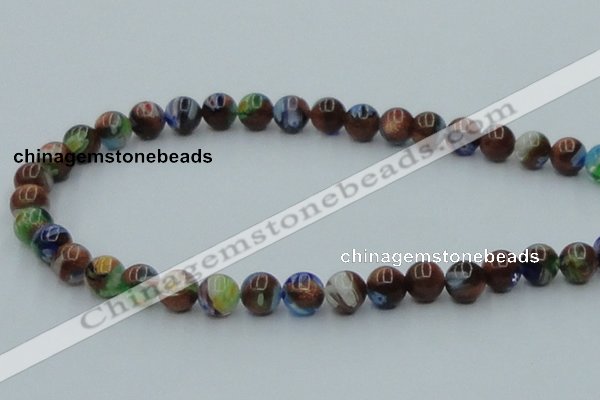 CLG540 16 inches 8mm round goldstone & lampwork glass beads