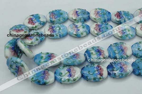 CLG799 15.5 inches 22*28mm oval lampwork glass beads wholesale