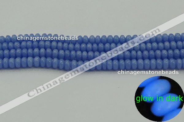 CLU125 15.5 inches 4*6mm rondelle blue luminous stone beads