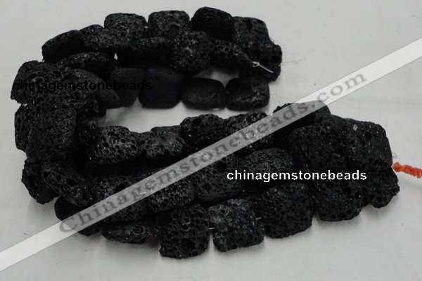 CLV218 15.5 inches 30*30mm square black natural lava beads wholesale