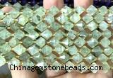 CME457 15 inches 8mm faceted bicone green rutilated quartz beads