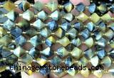 CME461 15 inches 8mm faceted bicone golden & blue tiger eye beads