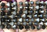 CME467 15 inches 8mm faceted bicone silver obsidian beads