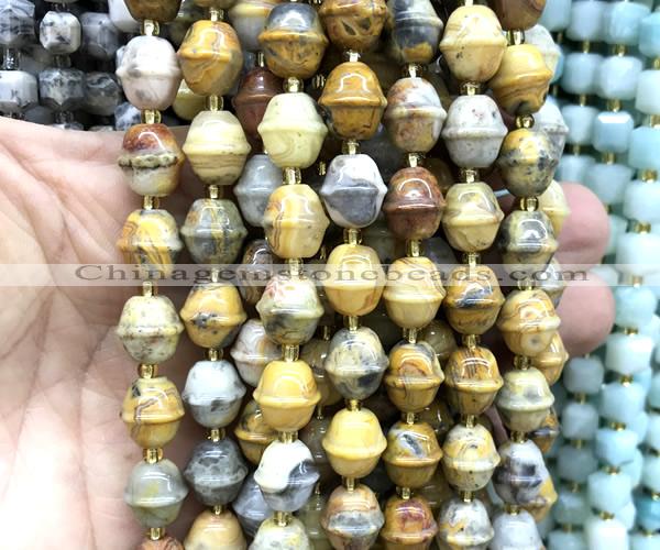 CME624 15 inches 10*11mm bicone yellow crazy lace agate beads