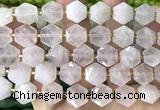 CME751 15 inches 12mm faceted hexagon rose quartz beads