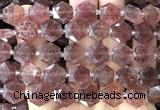 CME754 15 inches 12mm faceted hexagon strawberry quartz beads