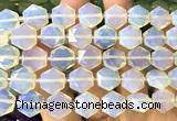 CME757 15 inches 12mm faceted hexagon white opalite beads