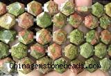 CME758 15 inches 12mm faceted hexagon unakite gemstone beads