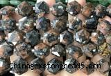 CME759 15 inches 12mm faceted hexagon flame jasper beads