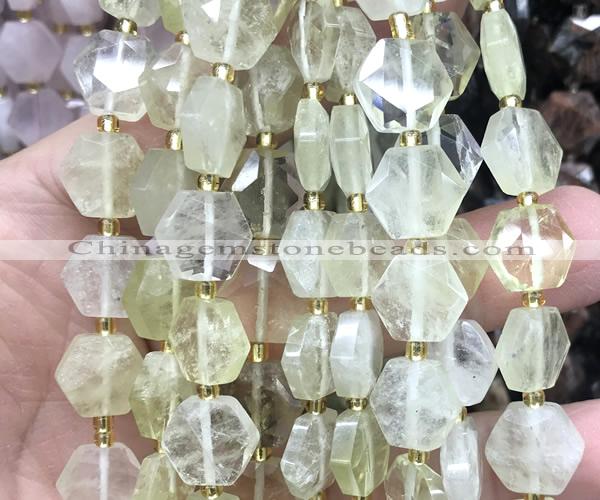 CME761 15 inches 12mm faceted hexagon lemon quartz beads